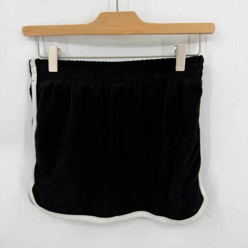 Nia Womens Terry Dolphin‎ Skort Black Terry white striped XS